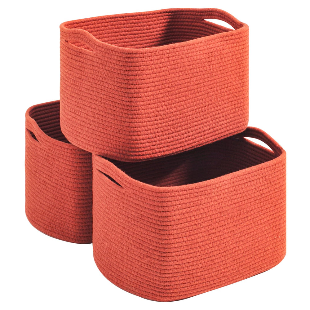 Dcerzxzci storage baskets brick red 3-pack on shelf for organized spaces