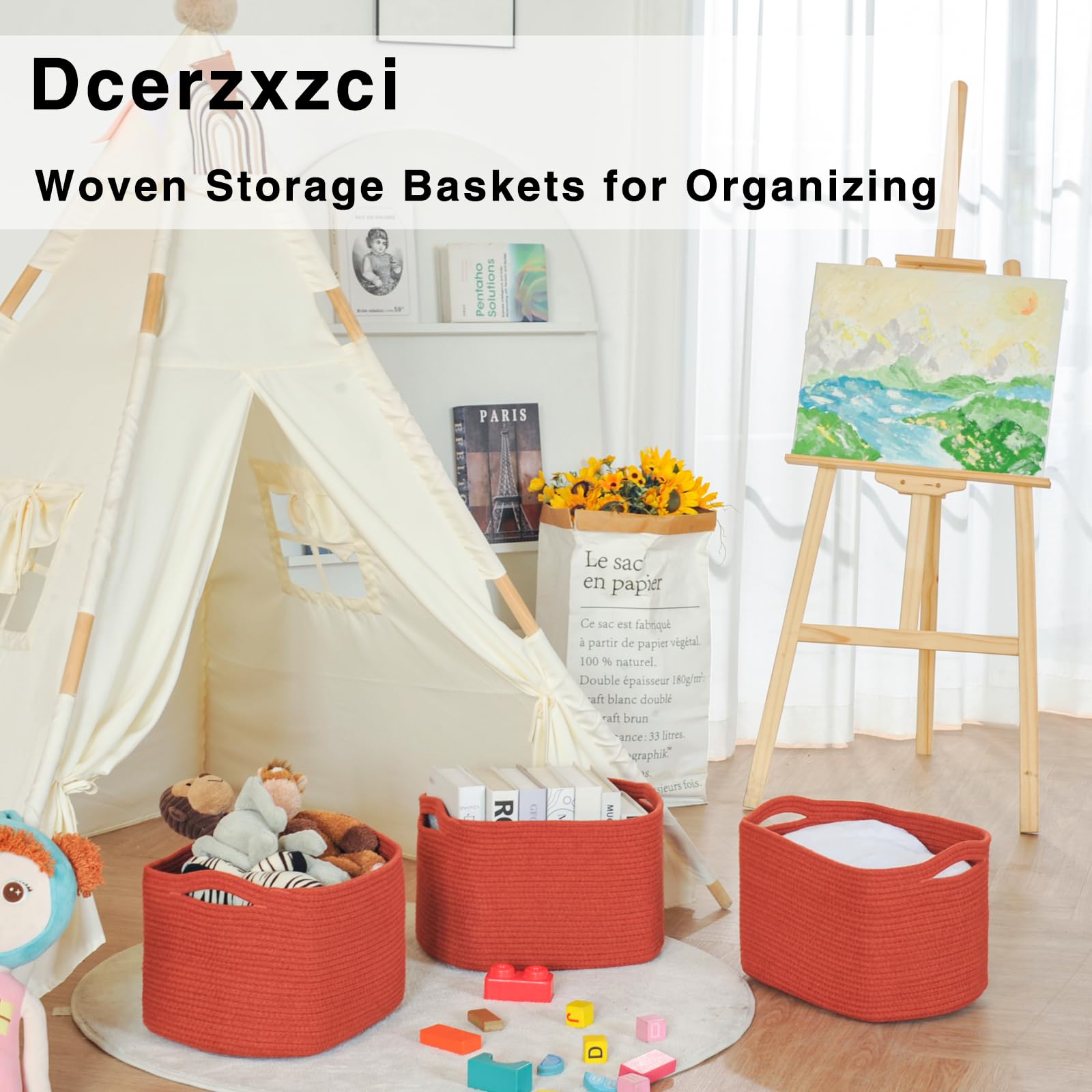 Dcerzxzci baskets handles closeup for easy carrying and transport