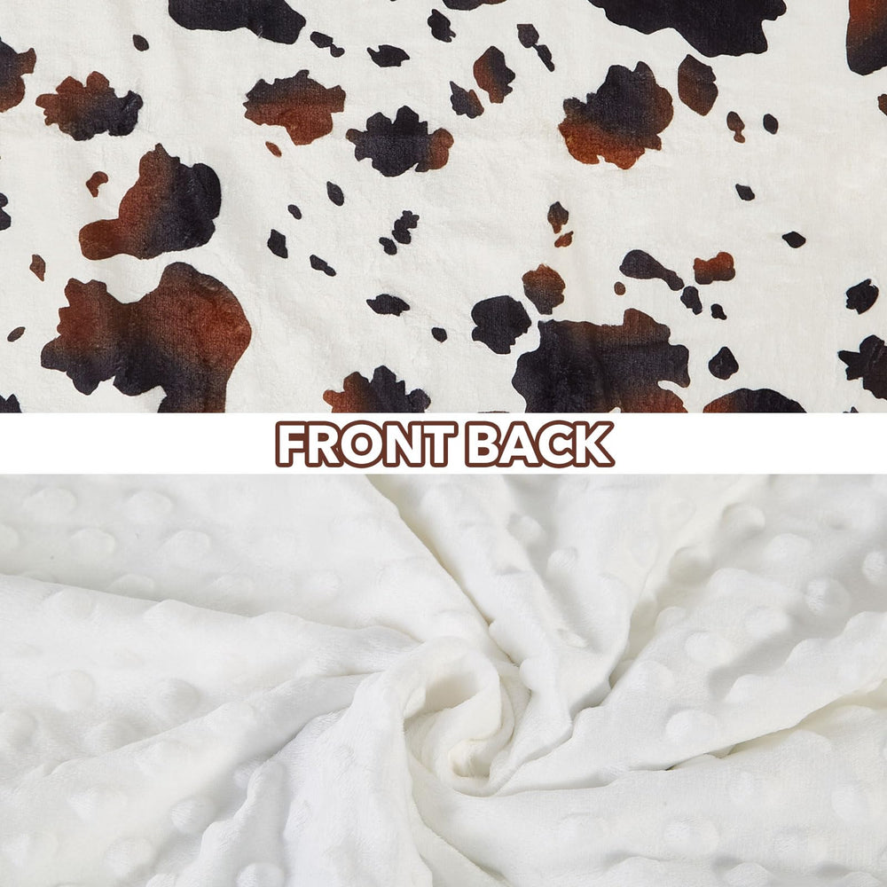 DCOOLGO cow baby blanket features a double-layer design for warmth and durability.