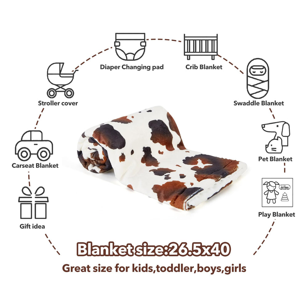 DCOOLGO cow blanket suitable for tummy time and naps.