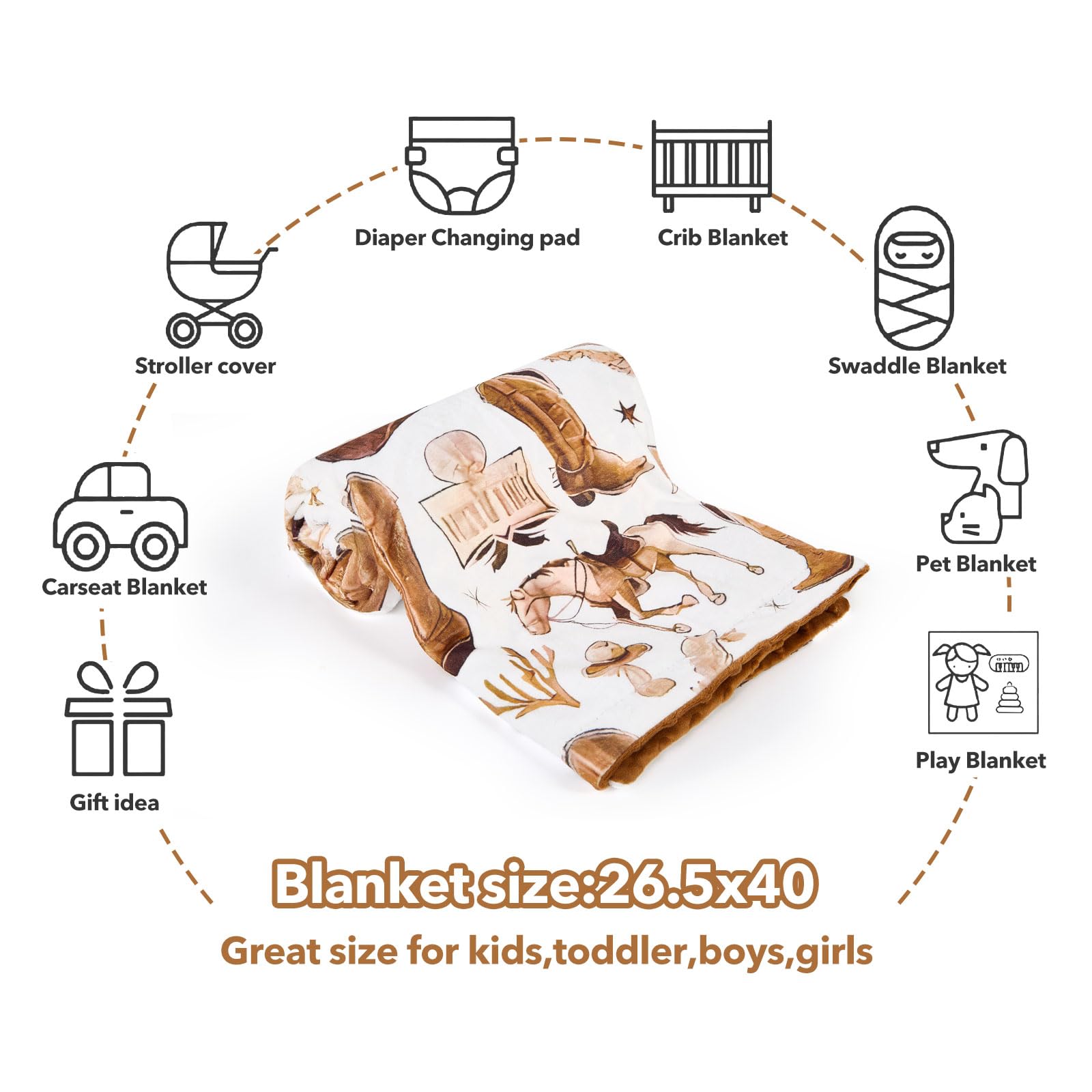 DCOOLGO Cowboy Baby Blanket ideal for stroller use and on-the-go coverage