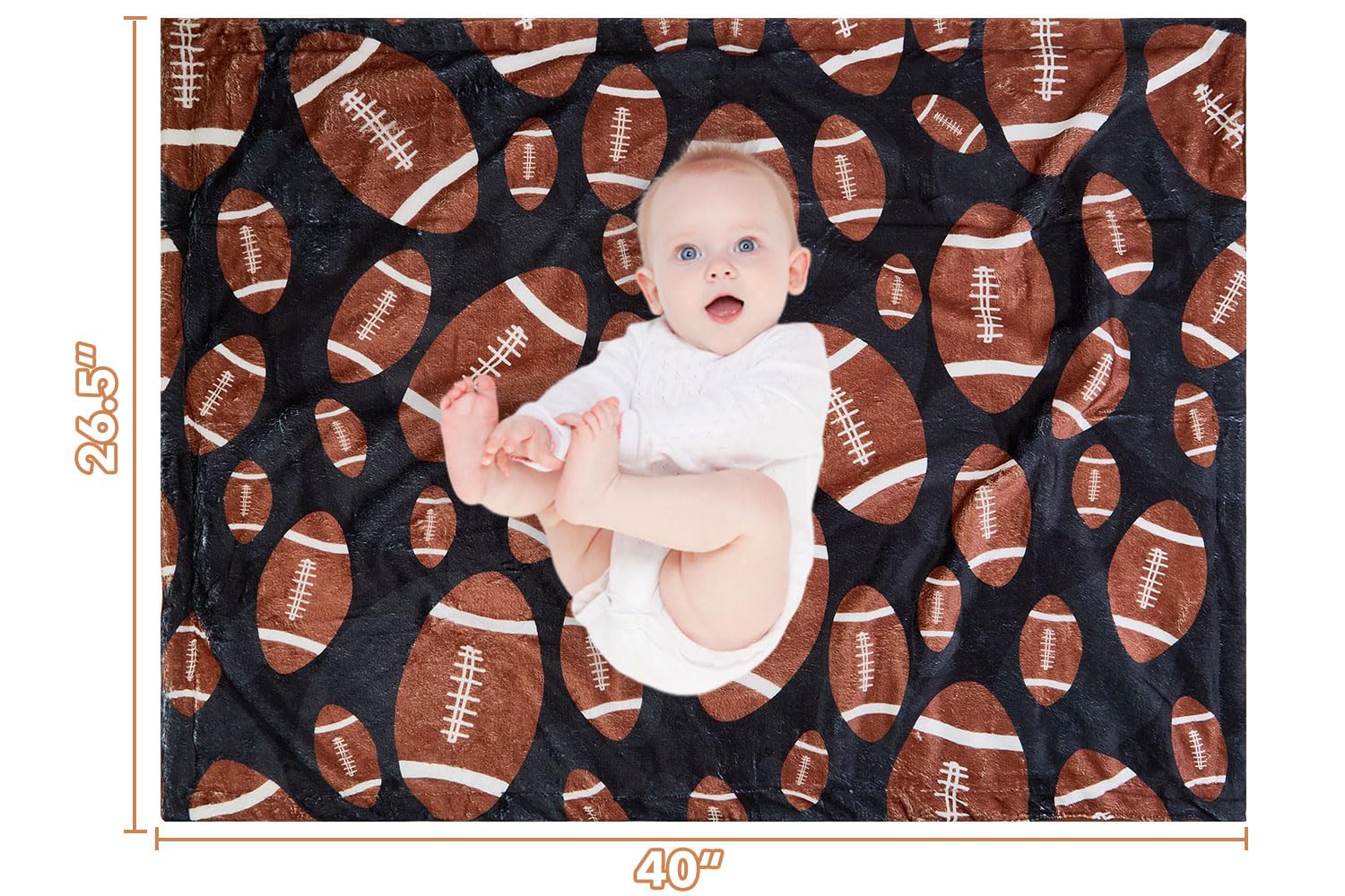 DCOOLGO football baby blanket dotted backing close-up shows gentle texture.