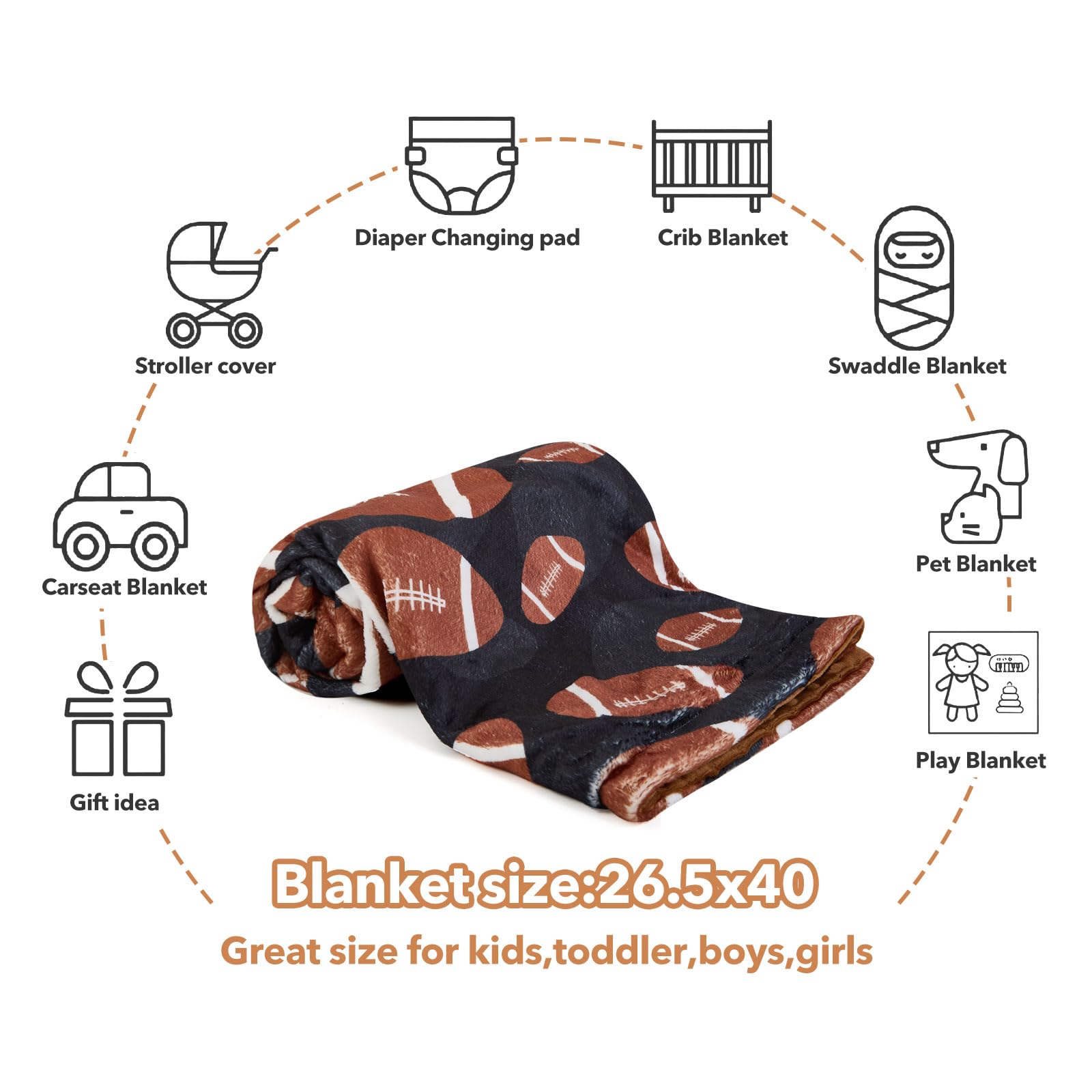 DCOOLGO football baby blanket nursery prop in soft color.