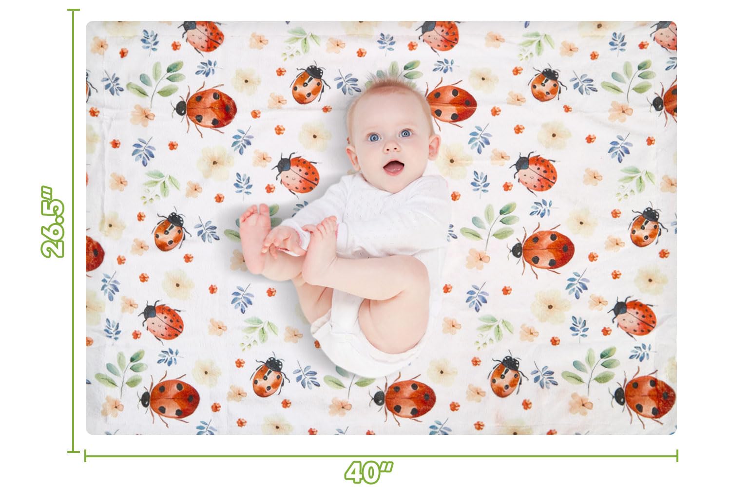 DCOOLGO Ladybug Blanket double-layer with dotted backing provides warmth and cozy snuggles.
