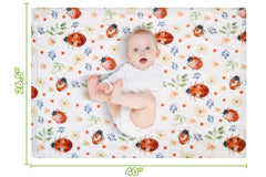 DCOOLGO Ladybug Blanket double-layer with dotted backing provides warmth and cozy snuggles.