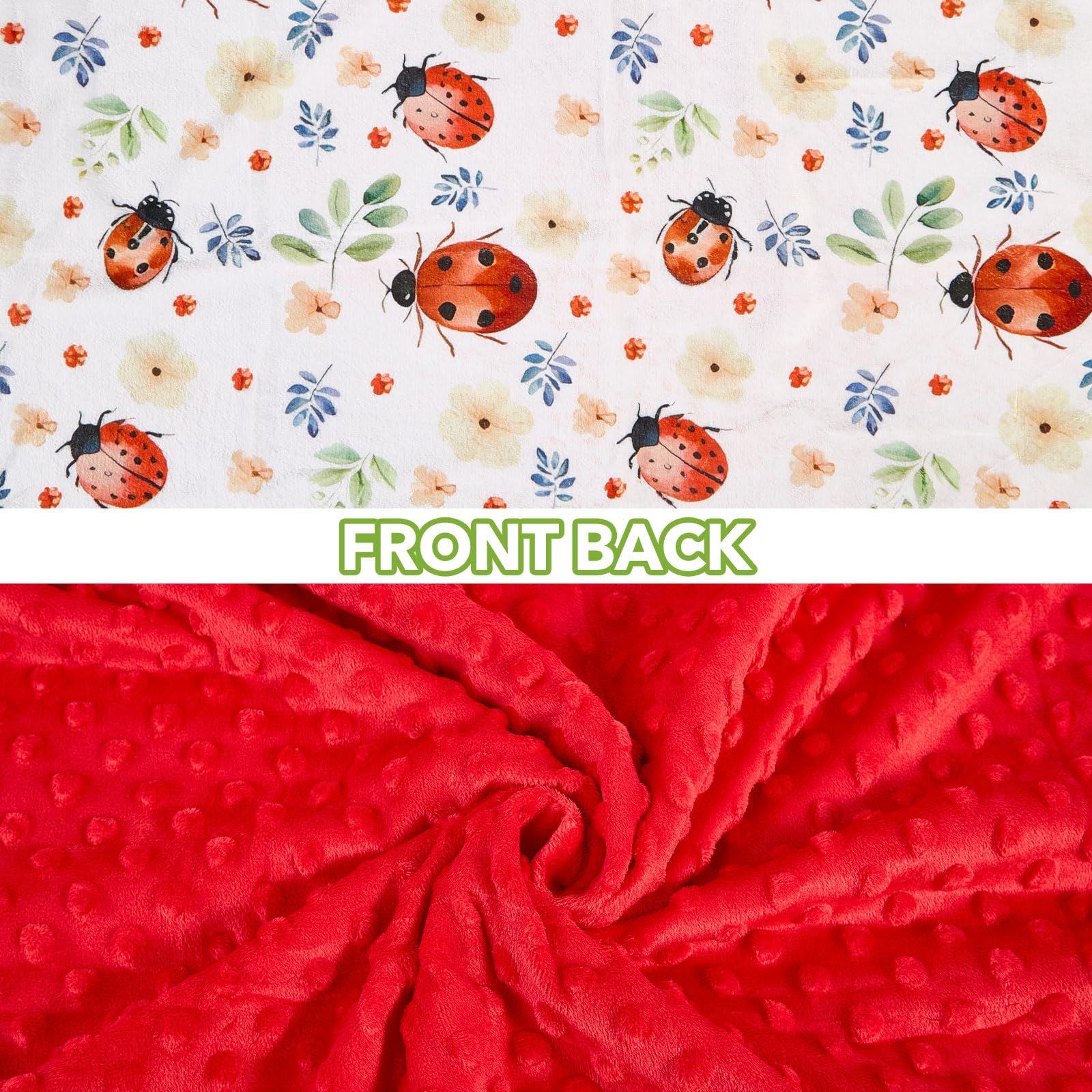 DCOOLGO Ladybug Blanket in nursery scene highlights breathable fleece for all-night comfort.