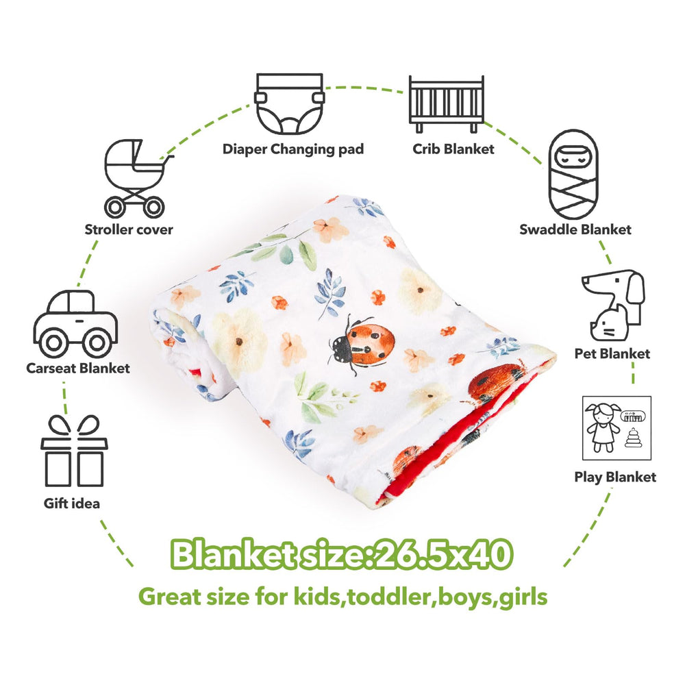 DCOOLGO Ladybug Blanket shown as a receiving prop for newborn photography.