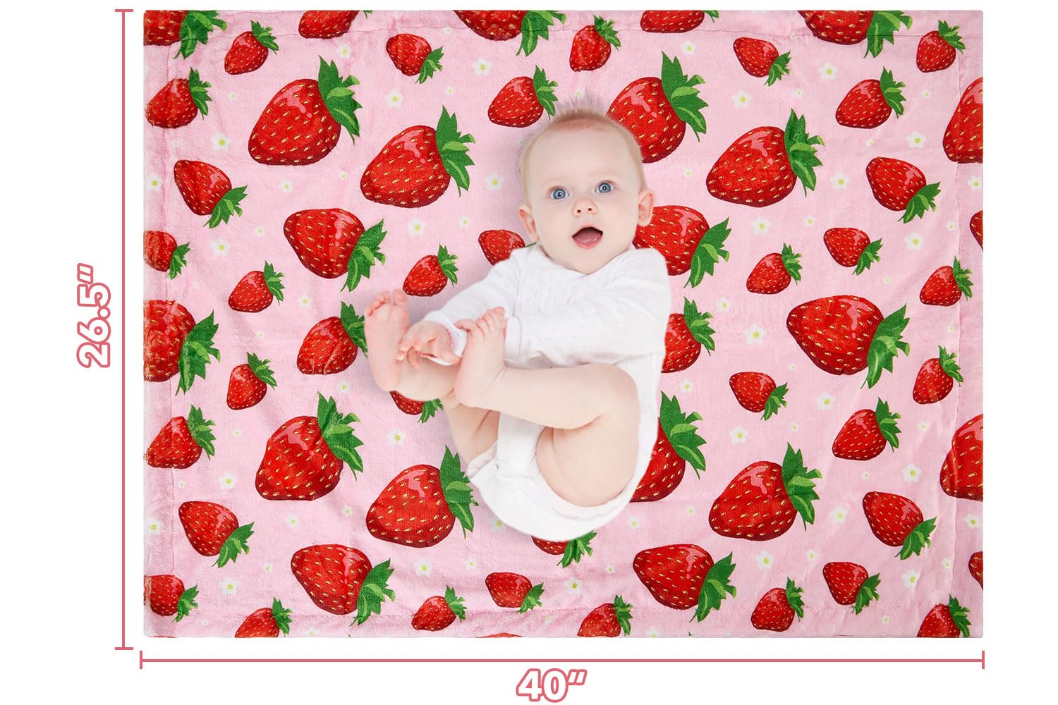 DCOOLGO Strawberry Baby Blanket back dotted design adds gentle texture