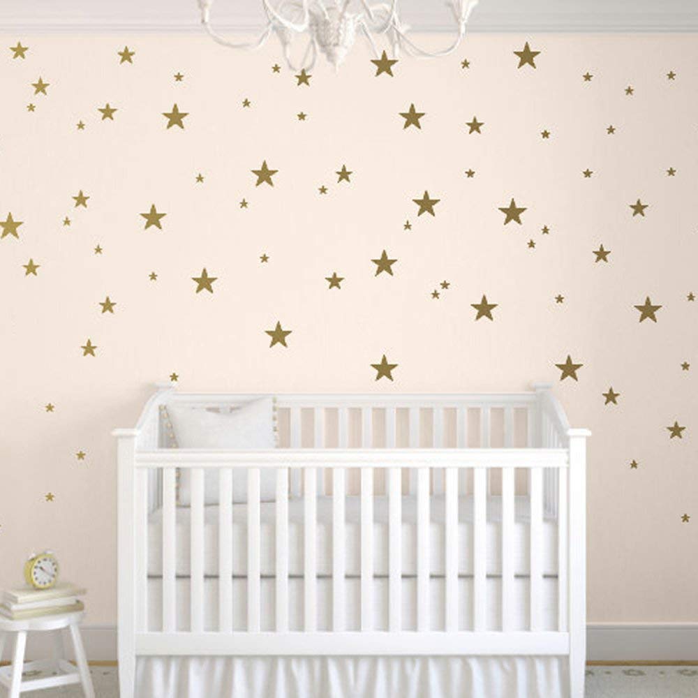 DCTOP TOARTi gold stars wall decals for nursery walls provide easy, removable decoration.