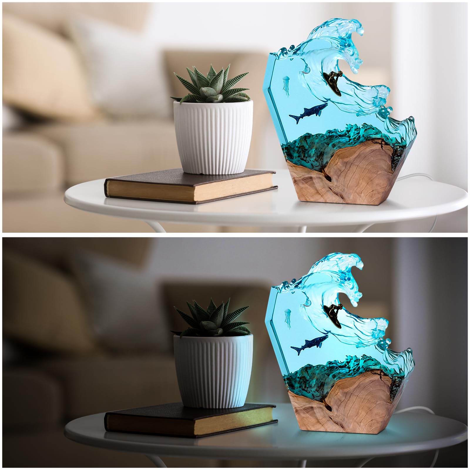 dcvbny 3D art ocean night light creates cozy ambience with subtle underwater visuals