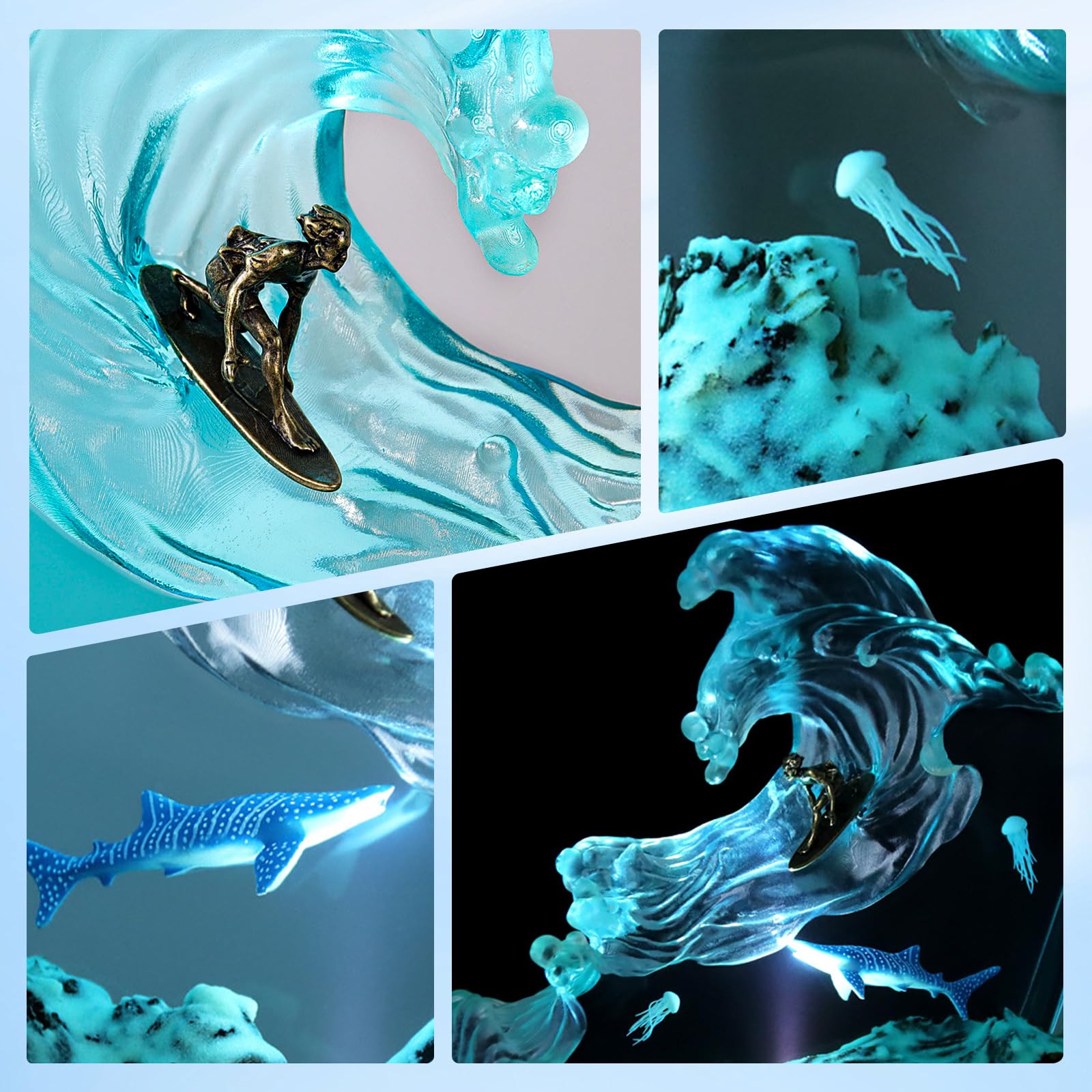 dcvbny Ocean resin geode lamp casts soft sea tones for desk or shelf decor