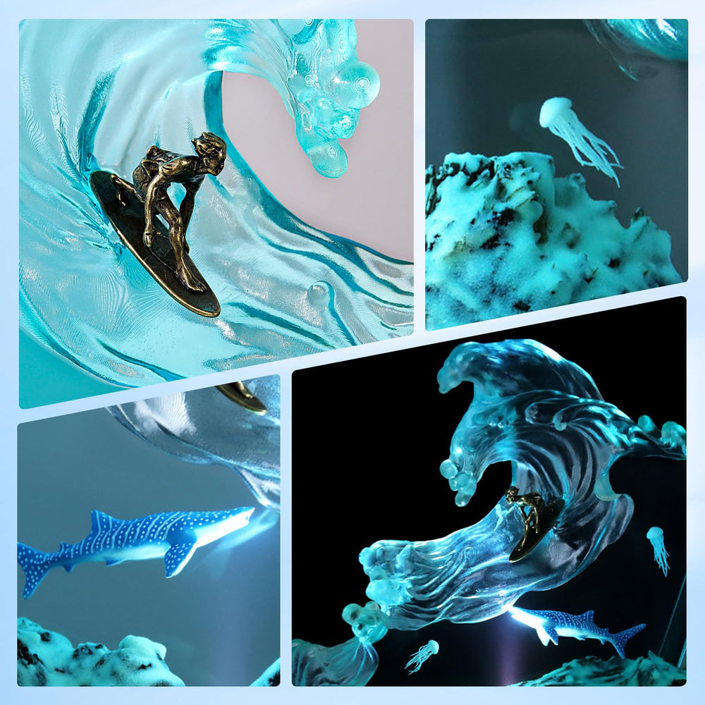 dcvbny Ocean resin geode lamp casts soft sea tones for desk or shelf decor