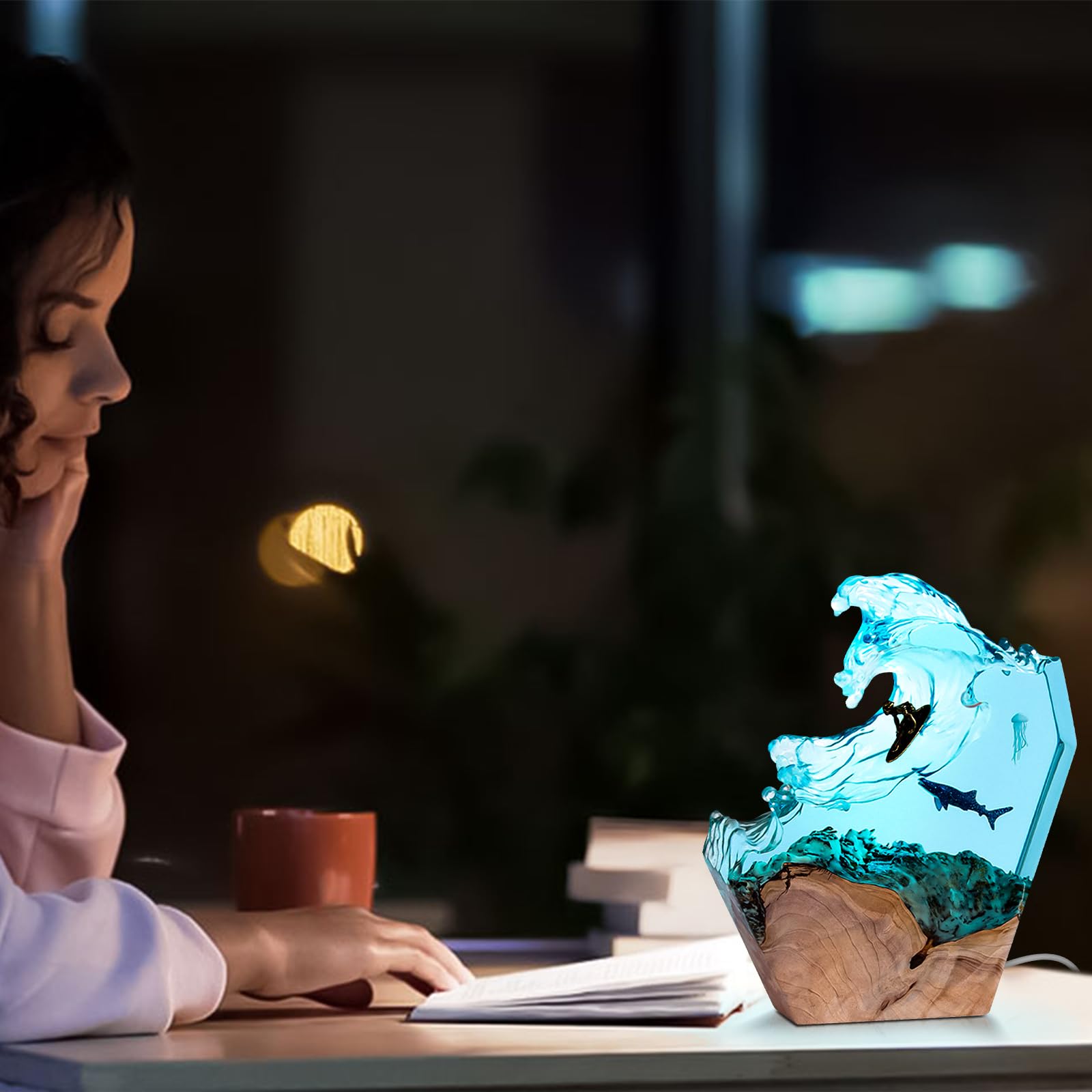 dcvbny Surfing themed decor night light makes a thoughtful gift for surfers