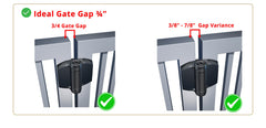 D&amp;D Technologies TruClose square-post installation demonstrating 3/8 to 7/8 inch clearance.