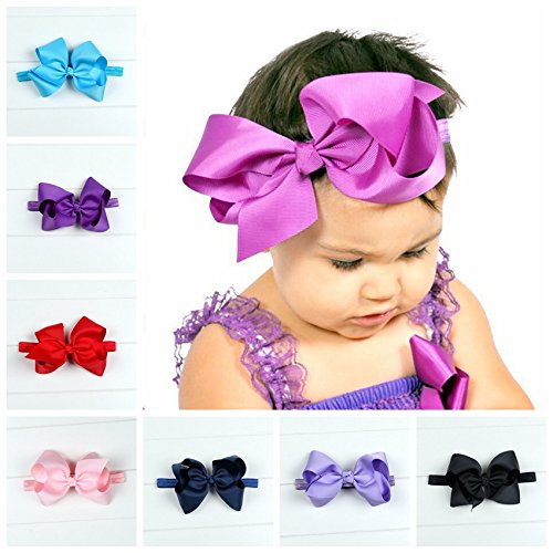 DDazzling baby large hair bow red side view shows soft elastic headband for comfortable wear
