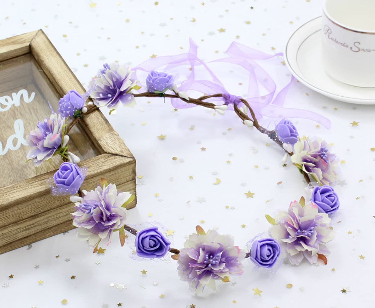 DDazzling Flower Crown wreath suitable for maternity or engagement shoots with soft purple petals.