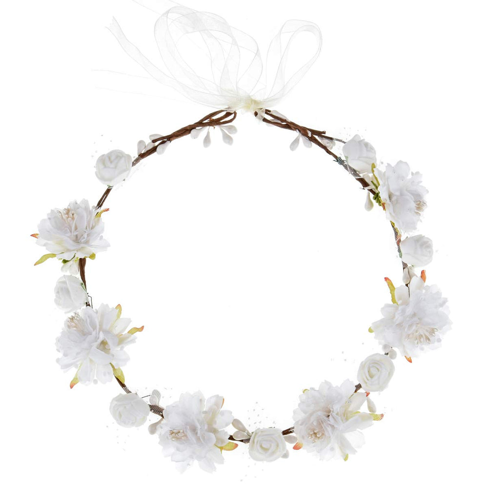 DDazzling flower crown white close-up shows detailed petals for magical photo shoots