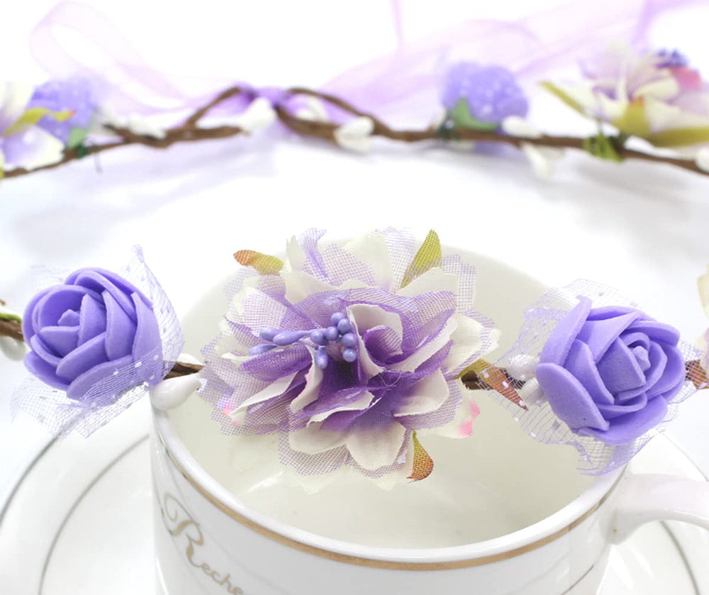 DDazzling Girls Breath Crown outdoor festival-ready accessory with adjustable fit and satin ribbon ties.