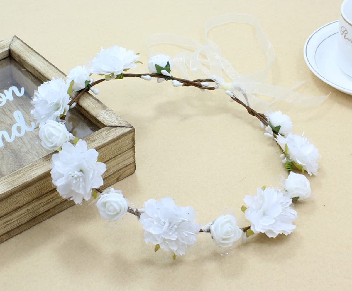 DDazzling girls breath crown white side view ready for outdoor birthday party styling