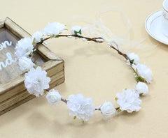 DDazzling girls breath crown white side view ready for outdoor birthday party styling