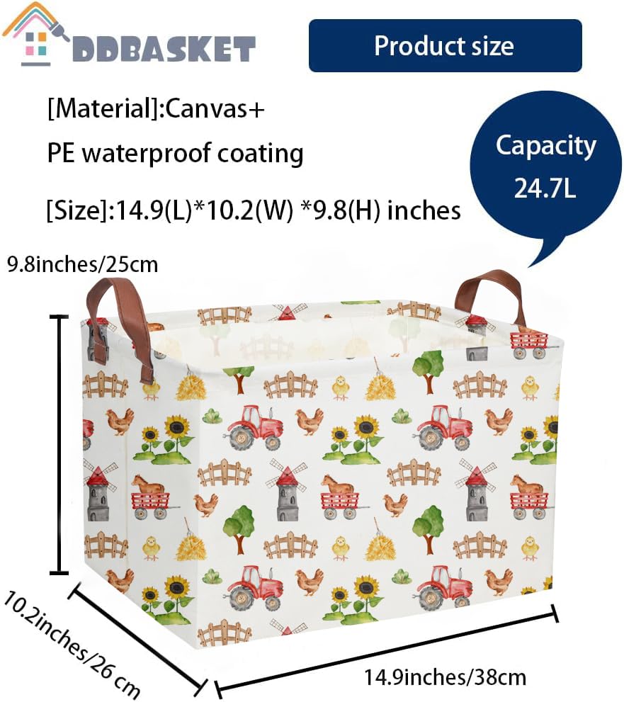 DDBASKET Cute Basket Farm interior lining and waterproof layer protects contents.