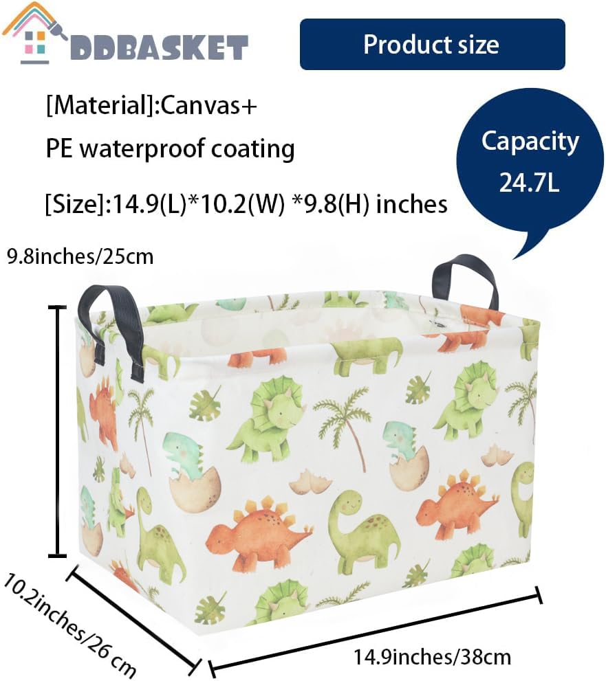 DDBASKET dinosaur basket sturdy construction supports daily toy and clothes clutter.