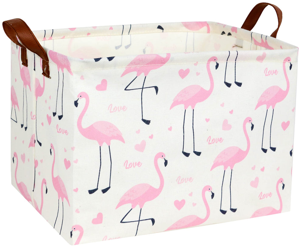 DDBASKET Flamingo Pink Basket keeps nursery toys organized with bright, cheerful storage.