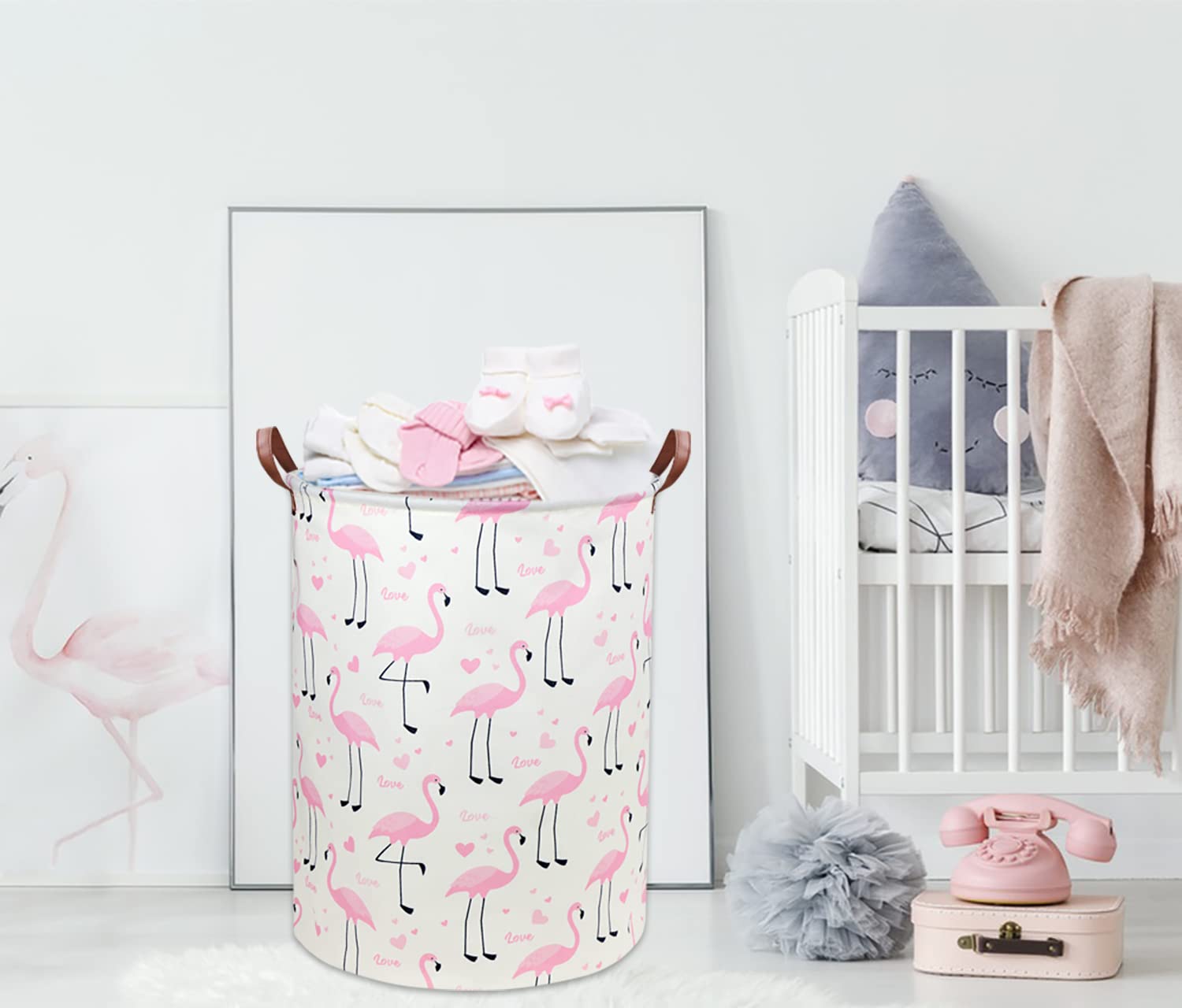 DDBASKET Flamingo Pink fabric close-up showing soft linen-cotton texture for kid-friendly touch.