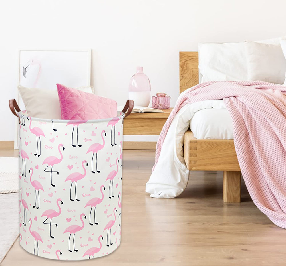 DDBASKET Flamingo Pink collapsible design demonstrates space-saving storage when not in use.