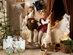 DDBASKET nursery organizer stores clothes and essentials in a kid-friendly space.