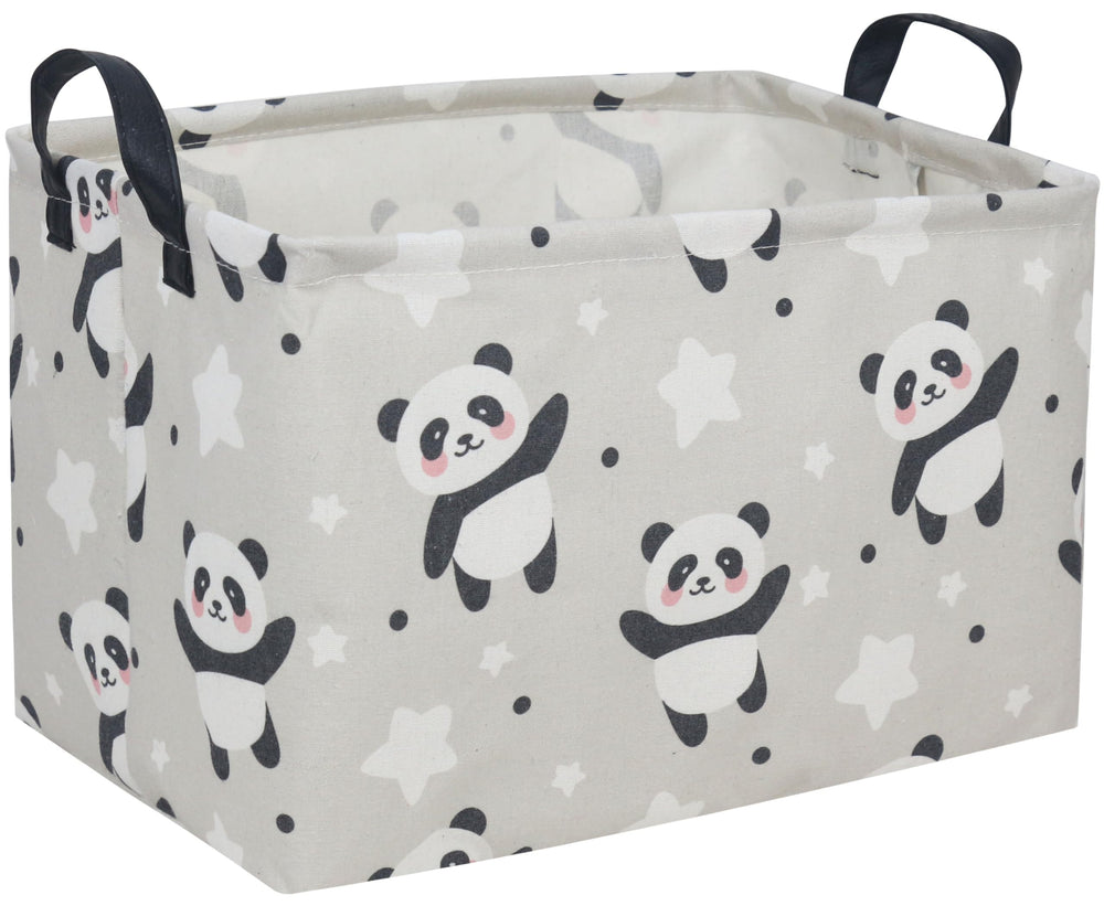 DDBASKET Panda Kids Basket storage bin with panda print for toy organization.