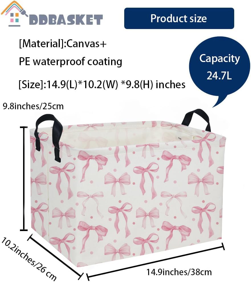 DDBASKET Kids Basket Pink, side view, fits shelves for easy kid-friendly storage