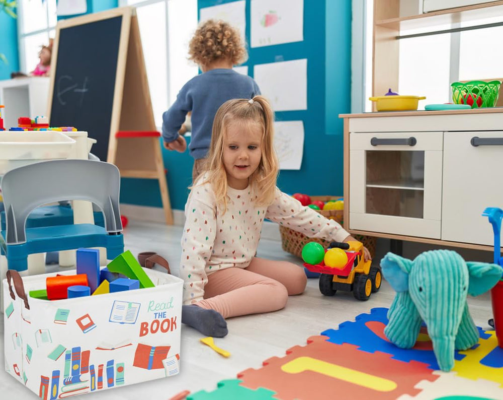 DDBASKET rectangular-book-bin helps keep kids' books accessible on shelves.