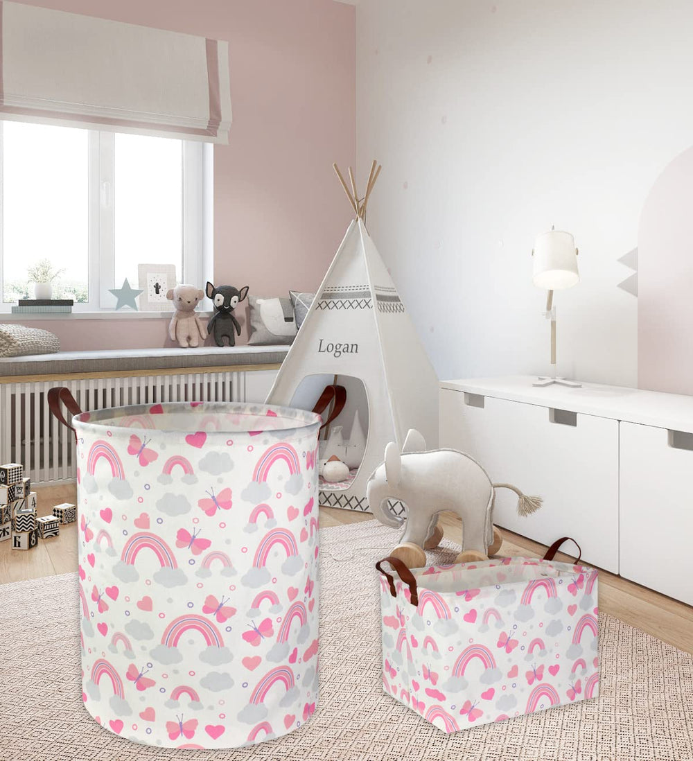 DDBASKET nursery organizer bin keeps toys and linen tidy.
