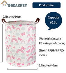 DDBASKET pink rainbows storage bin ideal for toys and books in nursery.