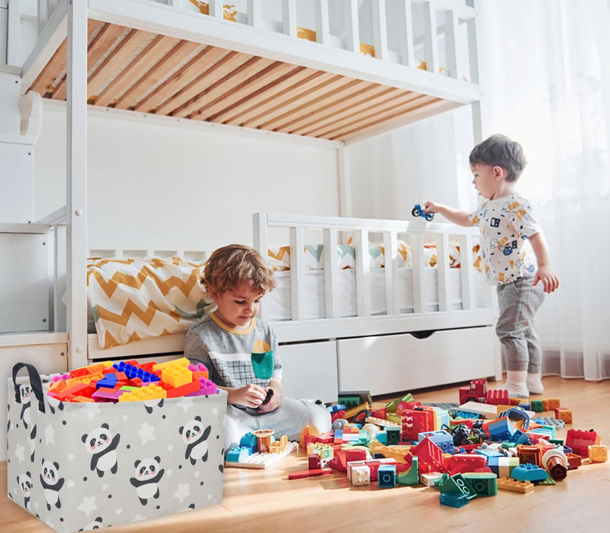 DDBASKET Rectangular nursery organizer fits shelves and keeps essentials accessible.