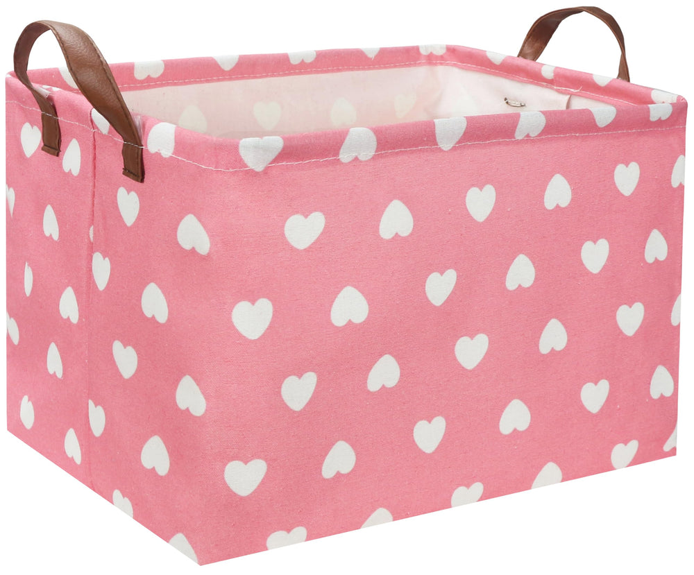 DDBASKET rectangular pink heart basket for stylish room organization.