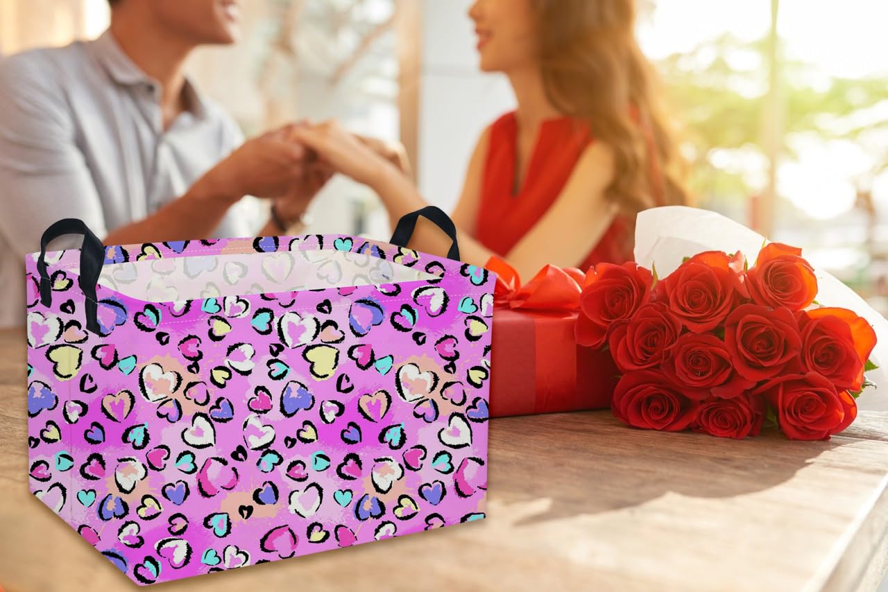 DDBASKET rectangular pink heart basket in dorm, tidy study space organizer.
