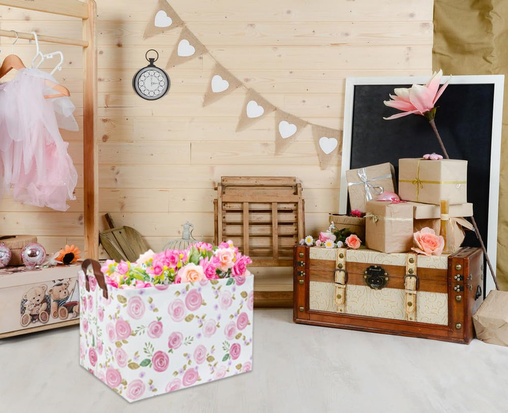 DDBASKET Rose Pink canvas fabric with waterproof liner for easy cleanup.