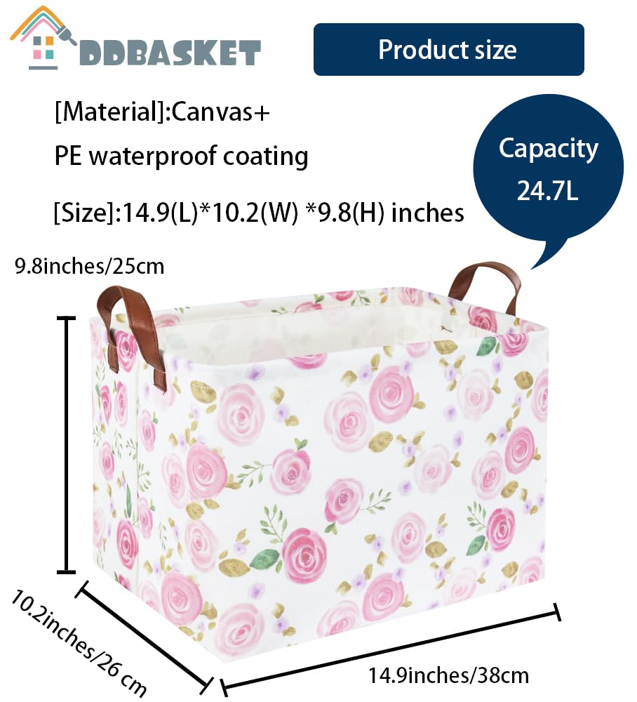 DDBASKET Rose Pink room decor basket adds gentle color to shelves.