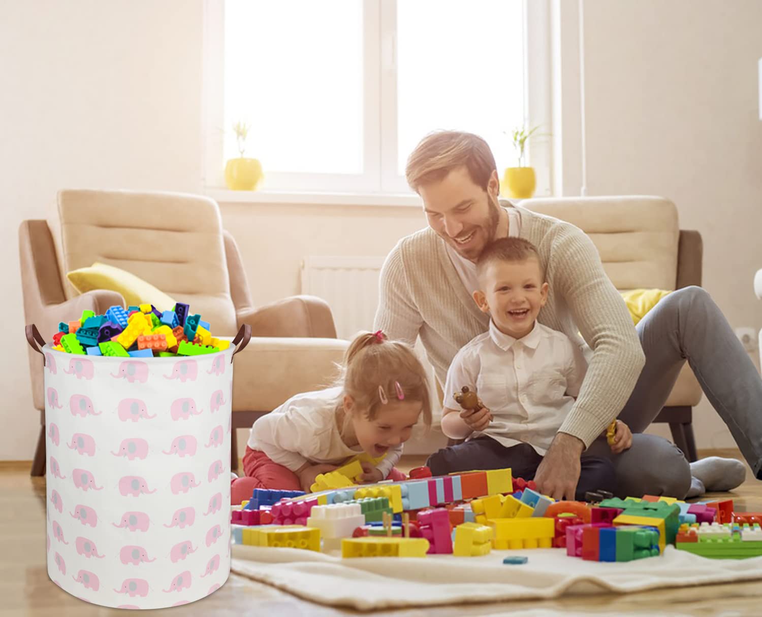 DDBASKET waterproof inner layer helps contain damp items in busy nurseries.