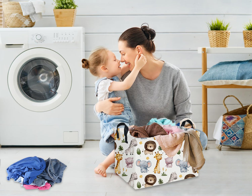 DDBASKET zoo-themed storage bin adds playful decor to playrooms.