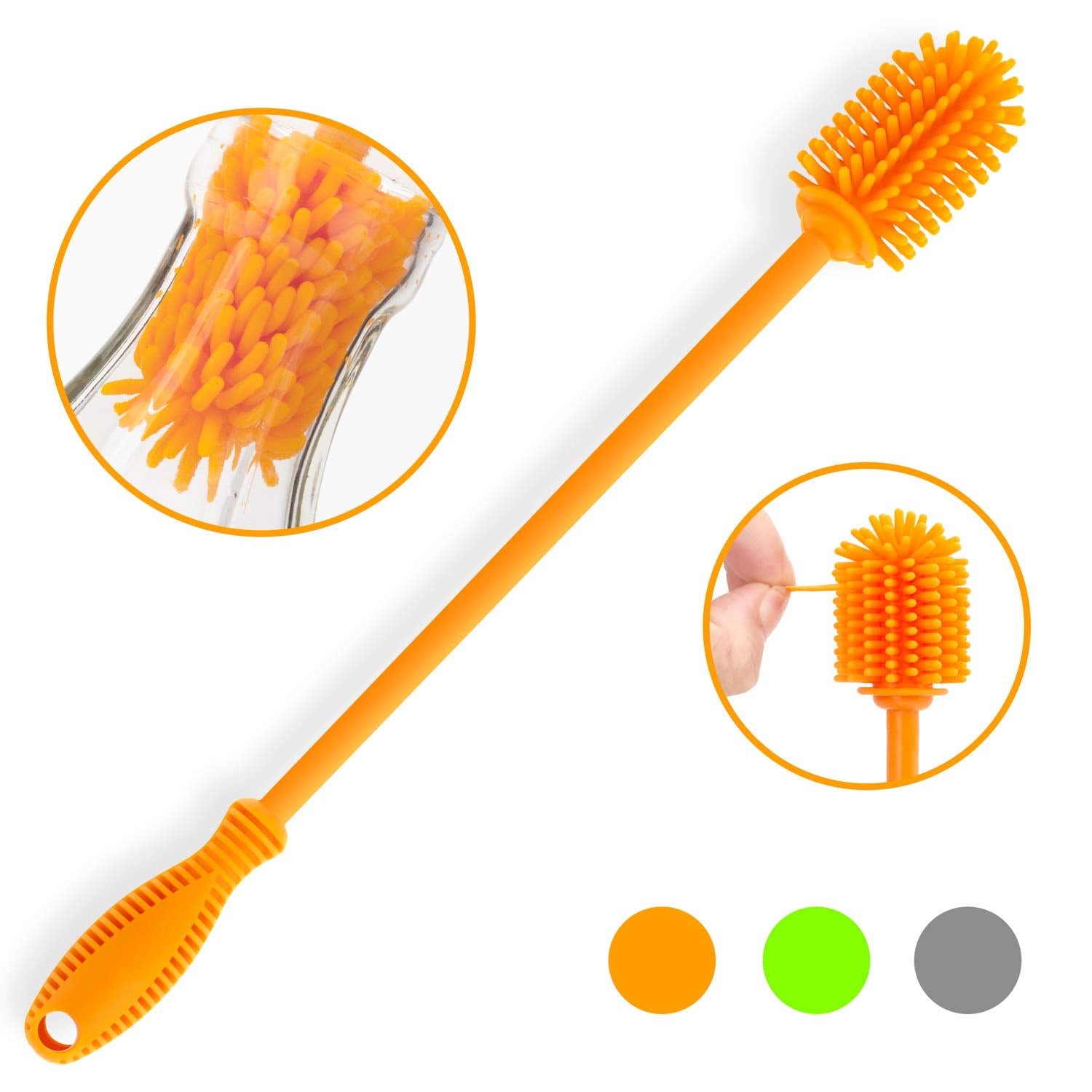 ddLUCK 12-5-inch silicone brush head close-up shows flexible cleaning