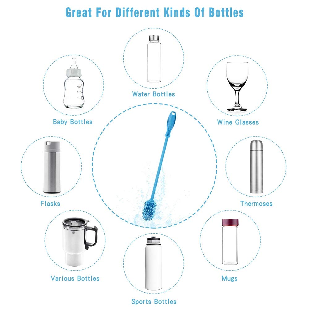 ddLUCK silicone bottle cleaning brush safe for dishwasher and quick-dry