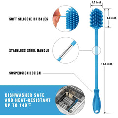 ddLUCK silicone bottle cleaning brush scrubs glassware without scratches