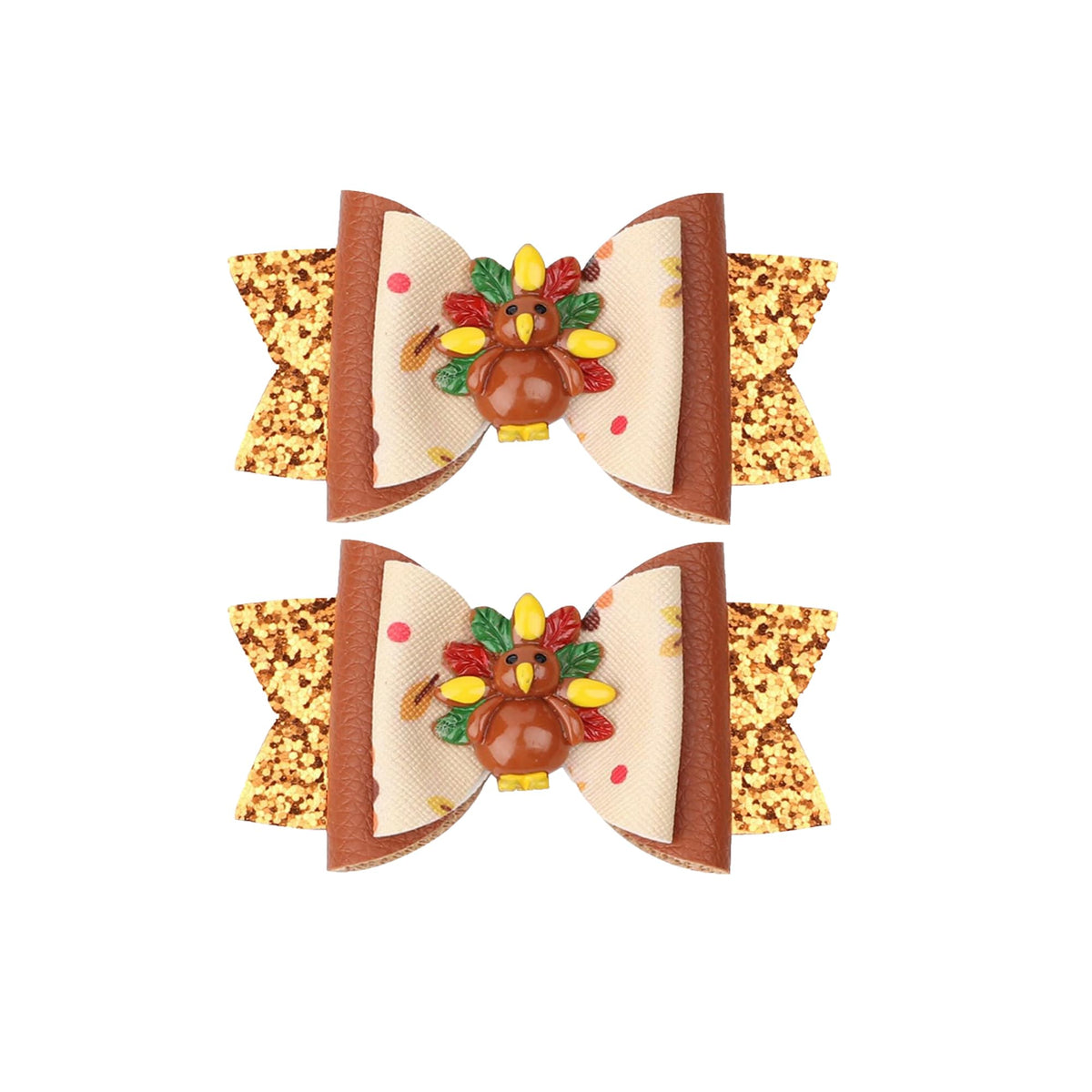 DDNFO baby turkey hair bow orange clip for cute daily wear and festive photos.