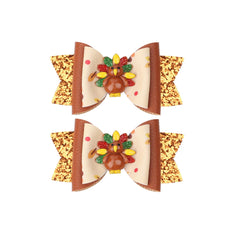 DDNFO baby turkey hair bow orange clip for cute daily wear and festive photos.