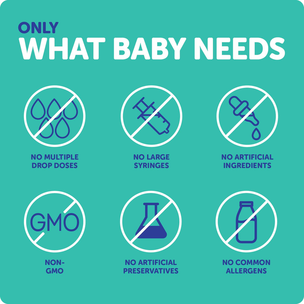 Ddrops Baby Probiotic colic-support scene hints at possible comfort during colic symptoms.