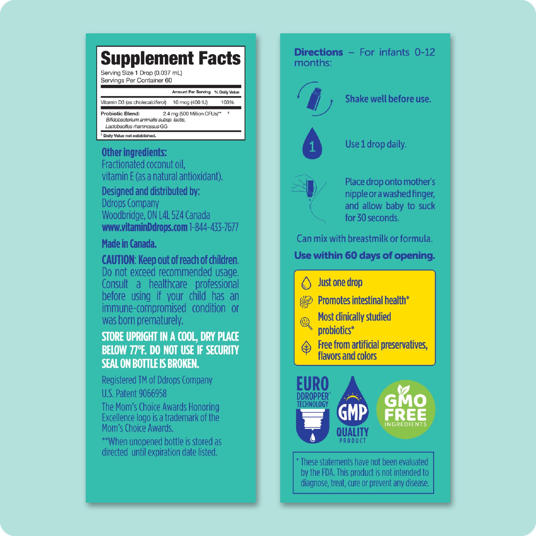 Ddrops Baby Probiotic newborn-use scene highlights gentle daily routine for babies.