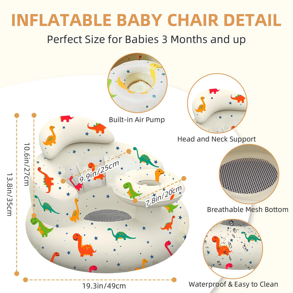 DDTPDE back-support chair in dinosaur theme supports upright seating for comfort.